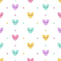 Seamless pattern with cute hearts characters. Design for fabric, textile, wrapping paper vector