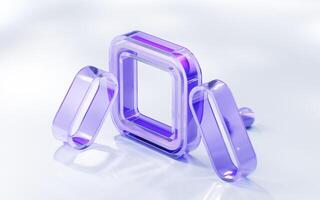 Abstract transparent glass geometry background, 3d rendering. photo