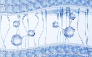 Molecule and transparent skin cell background, 3d rendering. photo