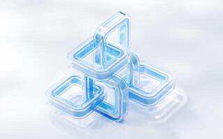 Abstract transparent glass geometry background, 3d rendering. photo