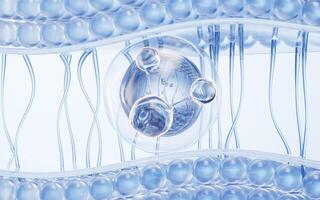 Molecule and transparent skin cell background, 3d rendering. photo