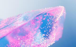 Transparent glass geometry with flowing particles, 3d rendering. photo