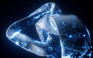 Abstract curve geometry with flowing particles, 3d rendering. photo