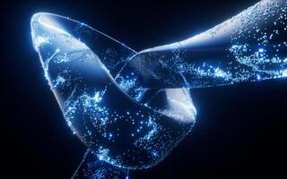 Abstract curve geometry with flowing particles, 3d rendering. photo