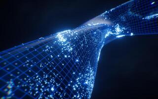 Abstract curve geometry with flowing particles, 3d rendering. photo