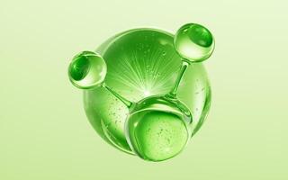 Molecule and green cosmetics liquid ball background, 3d rendering. photo