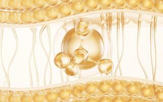 Molecule and transparent skin cell background, 3d rendering. photo