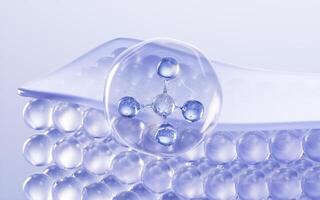 Molecule and transparent skin cell background, 3d rendering. photo