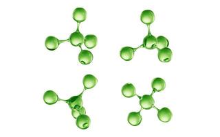 Transparent green molecules with different angles, 3d rendering. photo