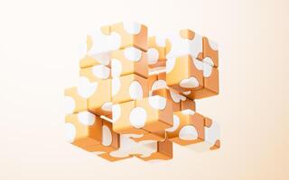 Abstract cartoon style cube, 3d rendering. photo