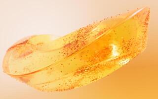 Transparent glass geometry with flowing particles, 3d rendering. photo