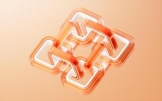 Abstract transparent glass geometry background, 3d rendering. photo