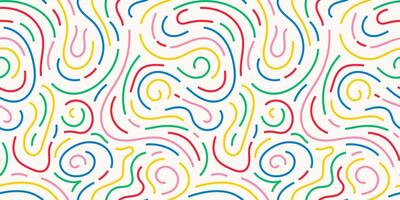 Fun colorful line doodle seamless pattern. vector