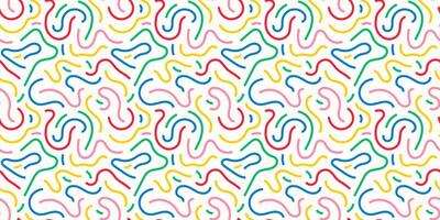Fun colorful line doodle seamless pattern. vector