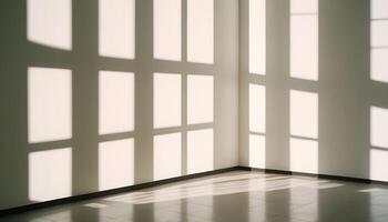 empty room with windows shadow on wall photo