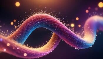 3D wave curve abstract background with lights and bokeh, wallpaper photo