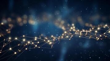 3D wave curve abstract background with lights and bokeh, wallpaper photo