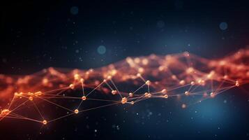 3D wave curve abstract background with lights and bokeh, wallpaper photo