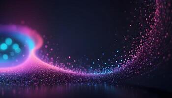 3D wave curve abstract background with lights and bokeh, wallpaper photo