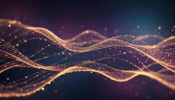 3D wave curve abstract background with lights and bokeh, wallpaper photo
