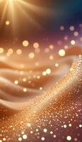 3D wave curve abstract background with lights and bokeh, wallpaper photo