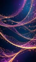 3D wave curve abstract background with lights and bokeh, wallpaper photo