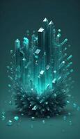 3D wave curve abstract background with lights and bokeh, wallpaper photo