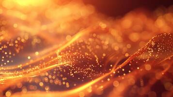 3D wave curve abstract background with lights and bokeh, wallpaper photo