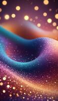 3D wave curve abstract background with lights and bokeh, wallpaper photo
