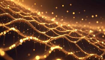 3D wave curve abstract background with lights and bokeh, wallpaper photo