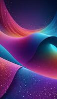 3D wave curve abstract background with lights and bokeh, wallpaper photo
