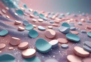 3D wave curve abstract background with lights and bokeh, wallpaper photo