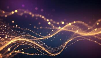 3D wave curve abstract background with lights and bokeh, wallpaper photo