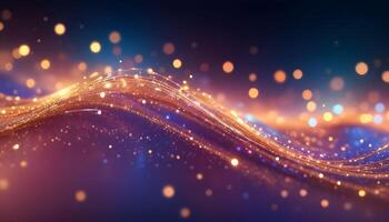 3D wave curve abstract background with lights and bokeh, wallpaper photo