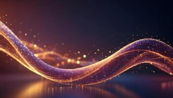 3D wave curve abstract background with lights and bokeh, wallpaper photo