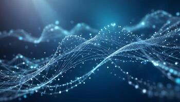 3D wave curve abstract background with lights and bokeh, wallpaper photo