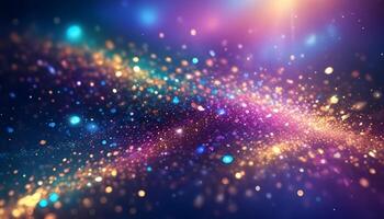 3D wave curve abstract background with lights and bokeh, wallpaper photo