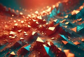 3D wave curve abstract background with lights and bokeh, wallpaper photo