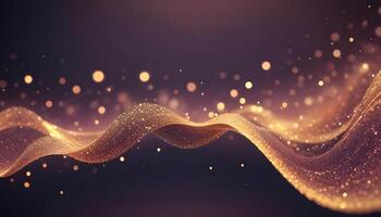 3D wave curve abstract background with lights and bokeh, wallpaper photo