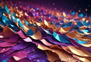 3D wave curve abstract background with lights and bokeh, wallpaper photo