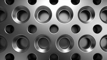 3D Render metallic background with holes pattern photo