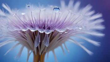 close up dandelion on blue, background wallpaper photo