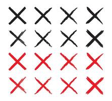set of cross x icon. Grunge cross icons., scribble ink grunge cross icons, no wrong symbol. delete or false, vote sign. Red X on white background. vector