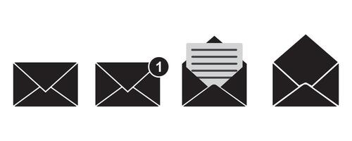 Email notification icon, unread letter envelope and open mail message, New email pop up. Incoming, open messaging vector