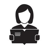 Reading or learning with book and student icon flat icon for education apps and websites vector