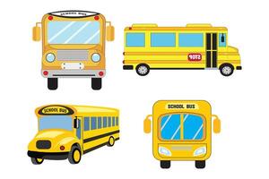 yellow school bus front and side view from Different Angles. illustration vector