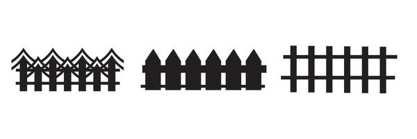 Black wooden fence silhouette. Decorative fence section, Simple fence icons for web design on white background vector