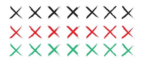 set of cross x icon. Grunge cross icons., scribble ink grunge cross icons, no wrong symbol. delete or false, vote sign. Red X on white background. vector