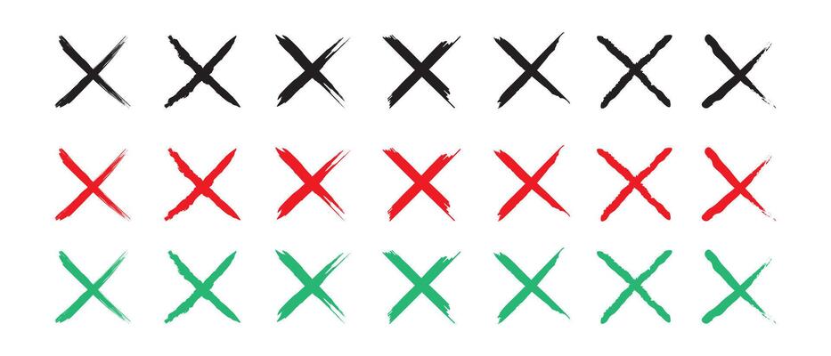 set of cross x icon. Grunge cross icons., scribble ink grunge cross icons, no wrong symbol. delete or false, vote sign. Red X on white background.