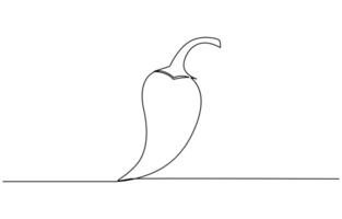 Food chili pepper icon. Simple illustration of food chili pepper icon for web design isolated on white background, Chili vegetable in continuous line art drawing style. vector